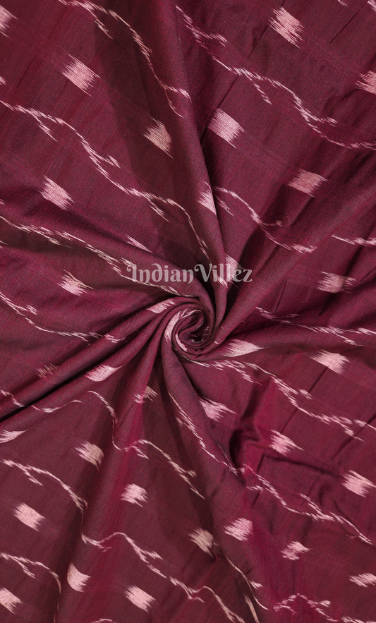 Maroon Tipa Design Odisha Ikat Sambalpuri Cotton Fabric