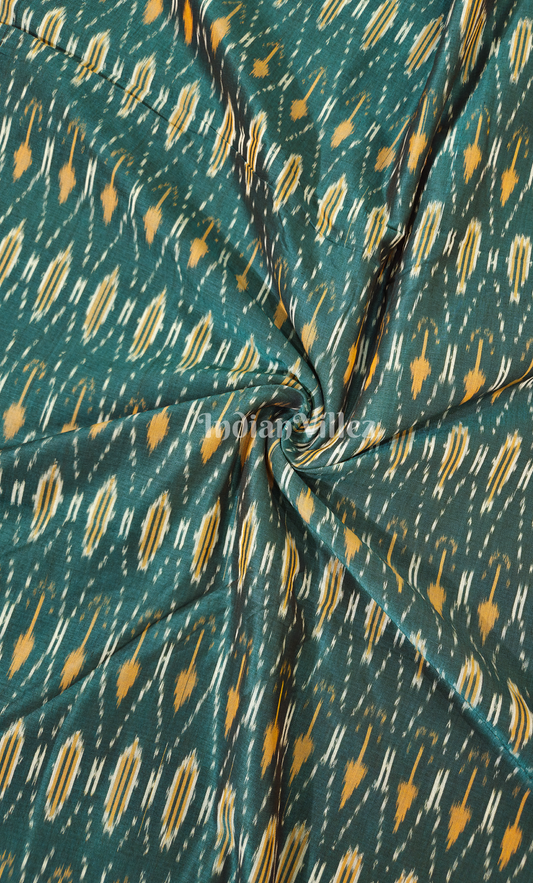 Bottle Green Pochampally Ikat Cotton Fabric