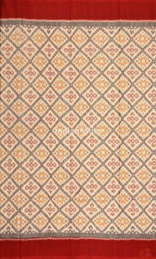 Yellow Grey Antique Rugs Odisha Ikat Sambalpuri Dress Set & Dupatta