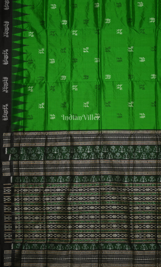 Green Black Tribal Doli Sawari Odisha Ikat Bomkai Sambalpuri Silk Saree