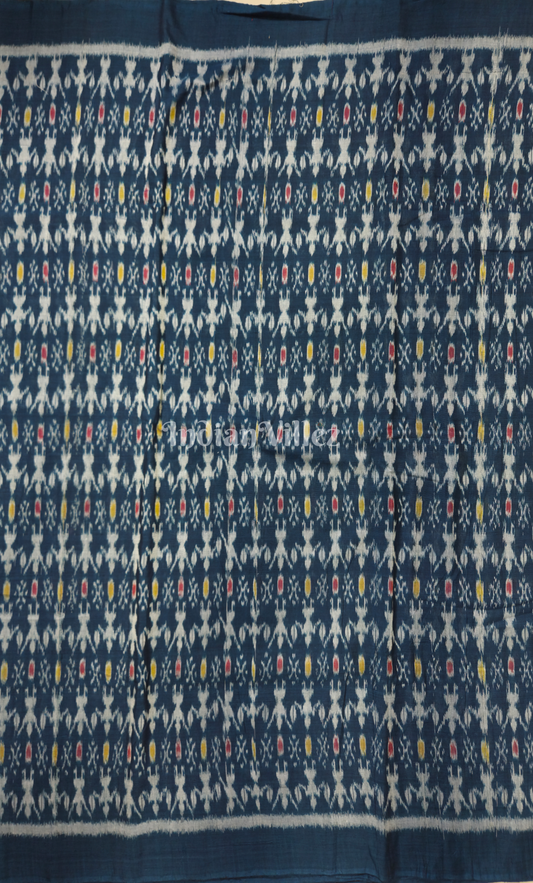 Peacock Blue Tribal Theme Odisha Ikat Sambalpuri Cotton Fabric