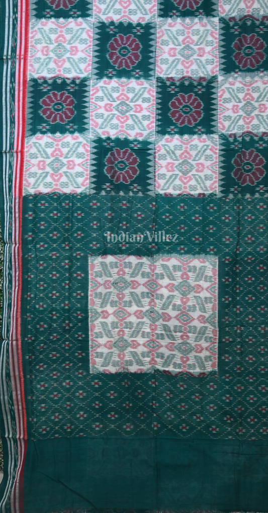 Green Grey Computer Theme Odisha Ikat Sambalpuri Cotton Saree