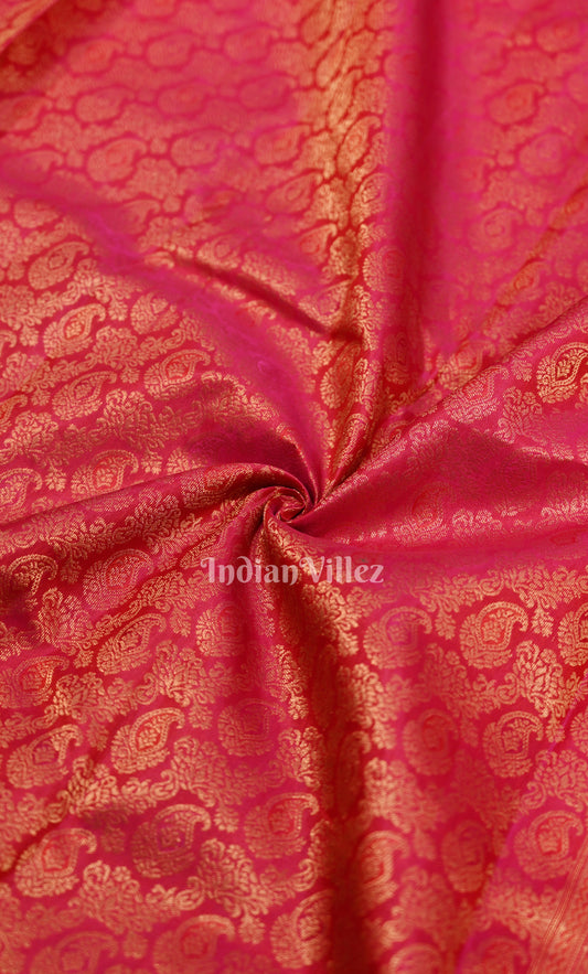 Rani Pink Paisley Brocade Pure Kanjivaram Silk Saree