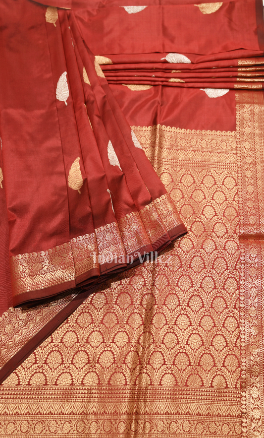 Exclusive Red Paisley Pure Katan Banarasi Silk Saree
