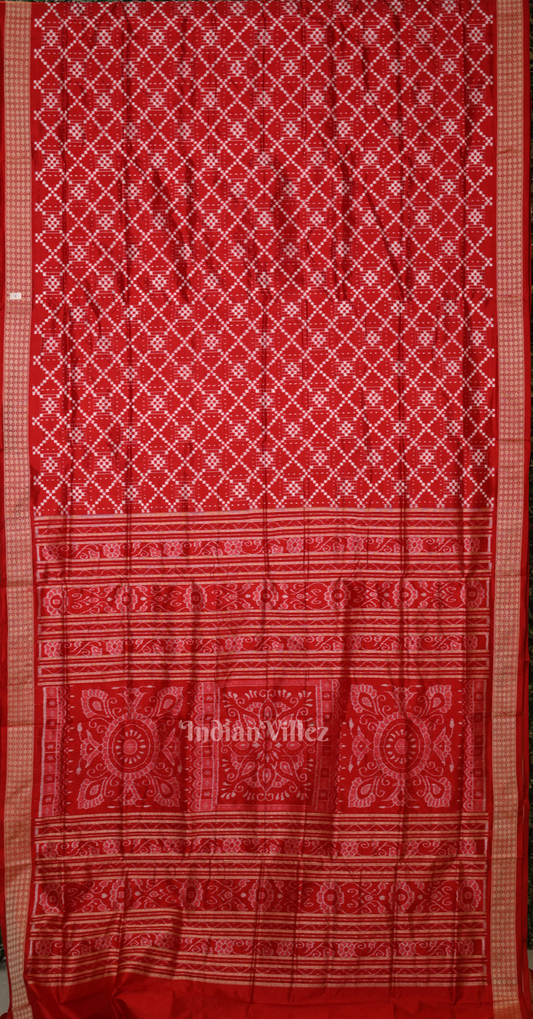 Exclusive Red Mini Pasapali Odisha Ikat Sambalpuri Silk Saree