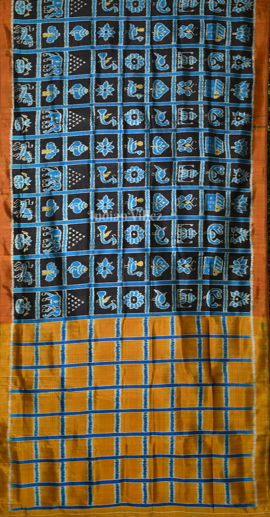 Black Mustard Yellow Nabakothi Contemporary Silk Saree
