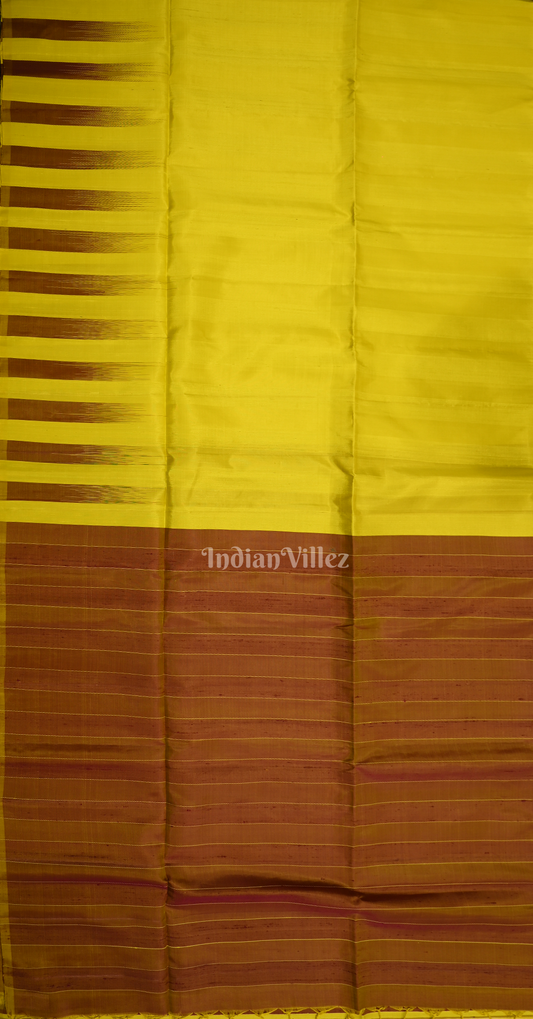 Mustard Yellow Maroon Gopalpur Tussar Silk Saree