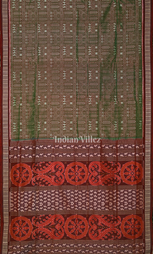 Maroon Tribal Theme Odisha Ikat Sambalpuri Silk Saree