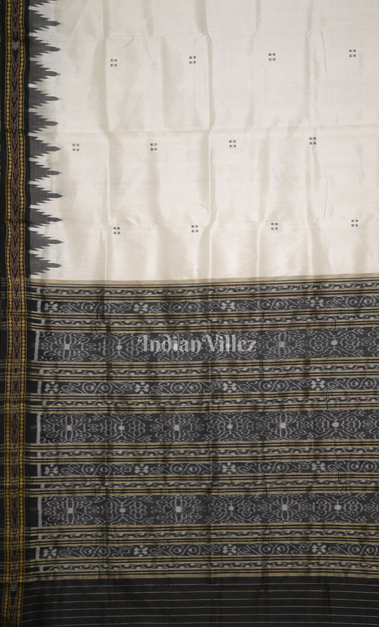 White Black Buti Design Odisha Ikat Khandua Silk Saree