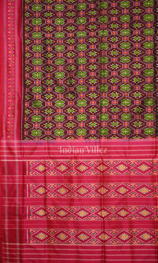 Coffee Rani Pink Mustard Yellow Pochampally Ikat Silk Saree