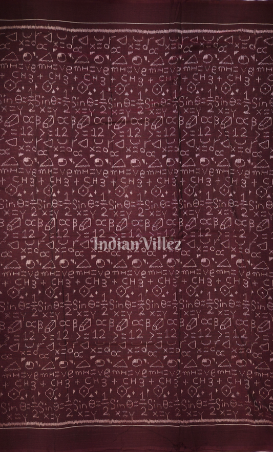 Coffee Chemical Formula Theme Sambalpuri Odisha Ikat Cotton Fabric