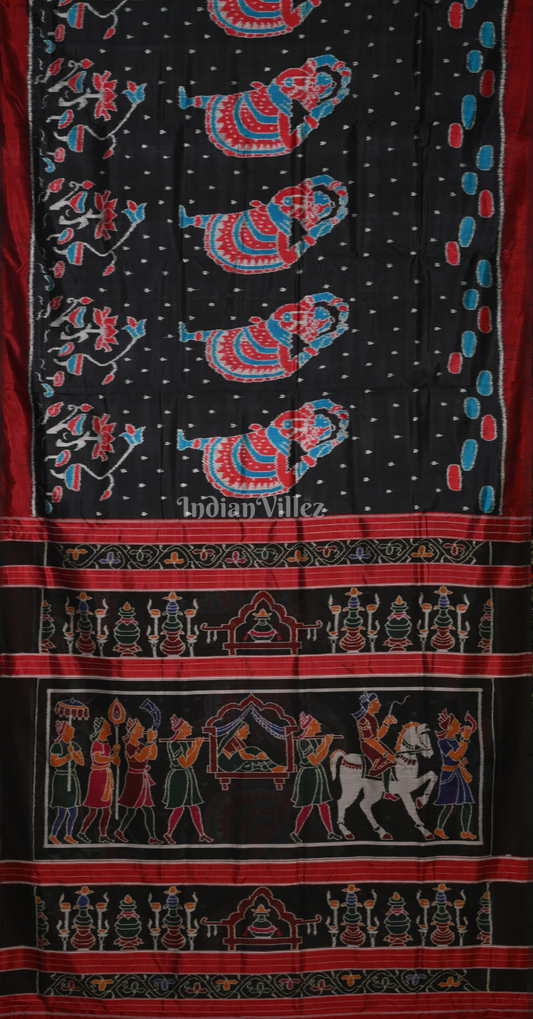 Black Maroon Nartaki Contemporary Designer Silk Saree with Doli Barat Pallu
