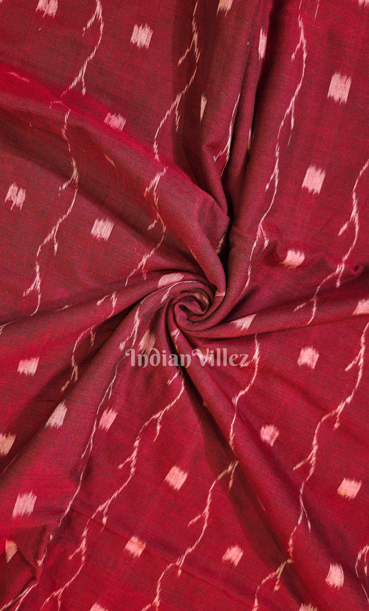 Red Maroon Tipa Design Odisha Ikat Sambalpuri Cotton Fabric
