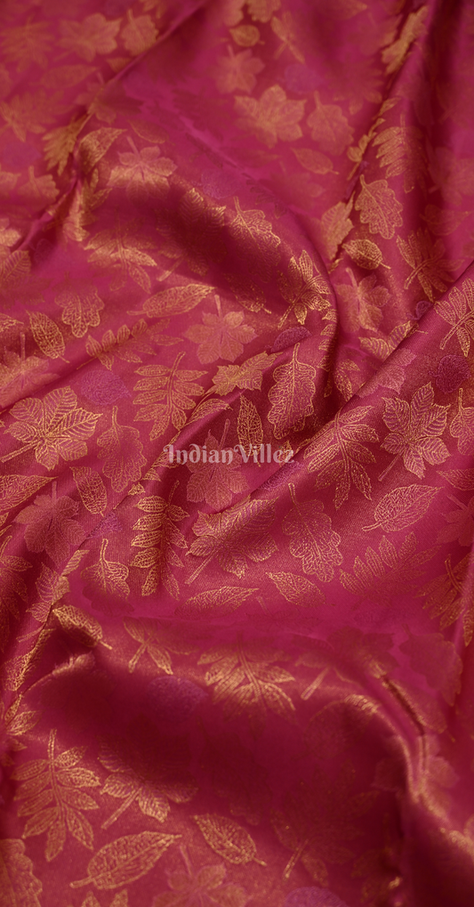 Exclusive Rani Pink Golden Brocade Pure Kanjivaram Silk Saree