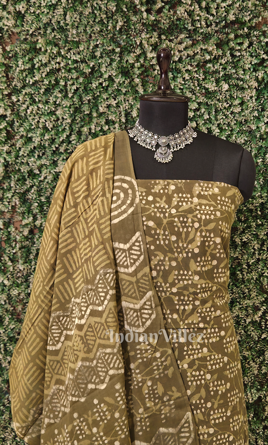 Mehendi Green Bagru Block Printed Cotton Suit Sets