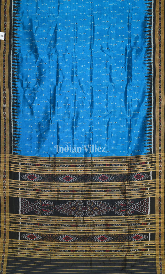 Surf Blue Black Mayur Chandrika Odisha Ikat Khandua Silk Saree