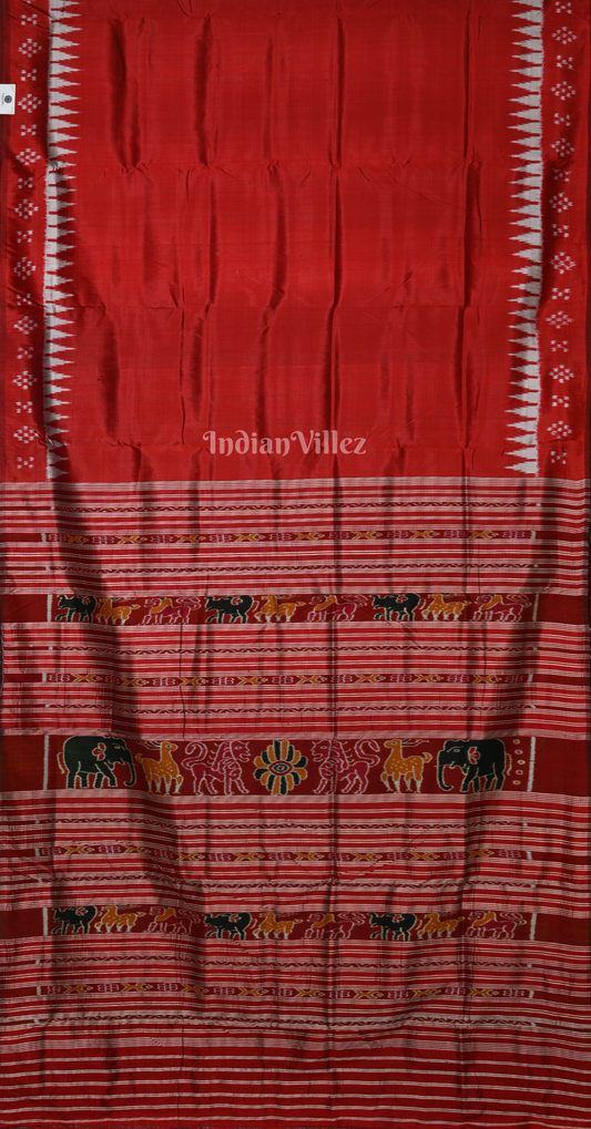 Maroon Double Pasapali Border Odisha Ikat Contemporary Designer Silk Saree
