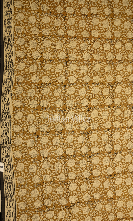 Light Yellow Floral Bagru Block Printed Chanderi Silk Suit Sets