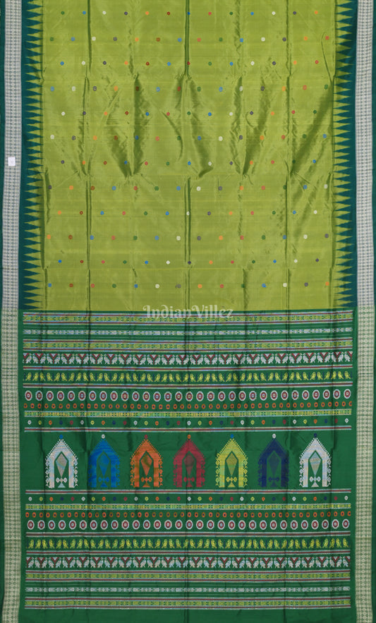Mehendi Green Dolabedi Odisha Ikat Bomkai Sambalpuri Silk Saree