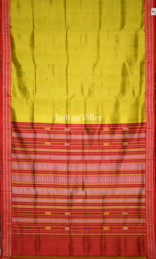 Mehendi Green Red Siminoi Odisha Ikat Khandua Silk Saree