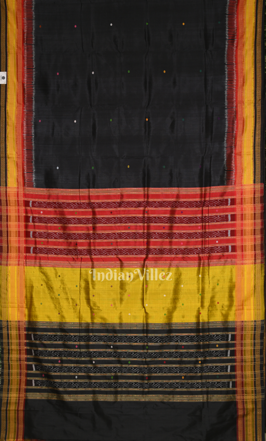 Black Kathiphera Odisha Ikat Khandua Silk Saree