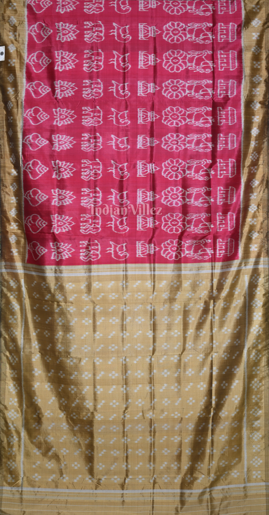Magenta Pink Beige Nabarangi Odisha Ikat Contemporary Designer Silk Saree
