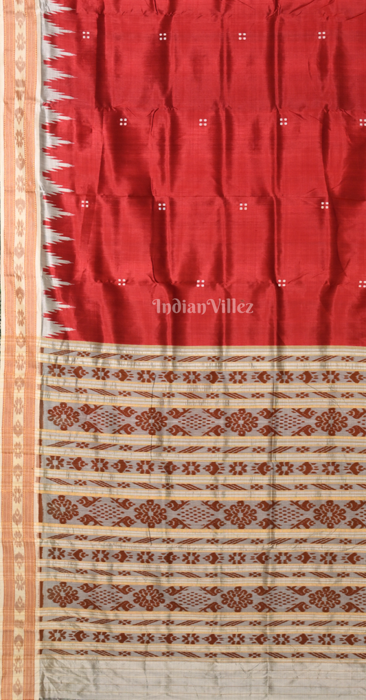 Maroon Cream Buti Design Odisha Ikat Khandua Silk Saree