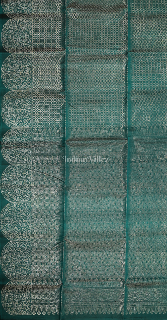 Teal Blue Pure Kanjivaram Soft Silk Saree
