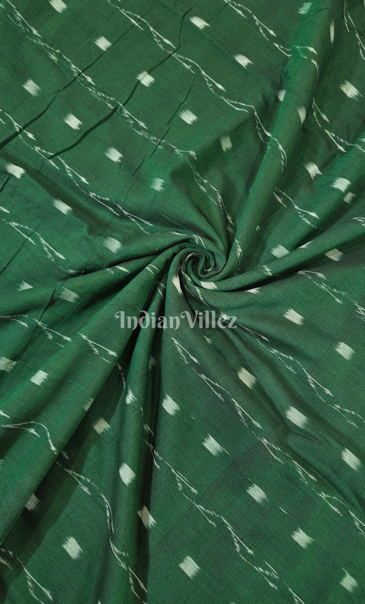 Forest Green Tipa Design Odisha Ikat Sambalpuri Cotton Fabric