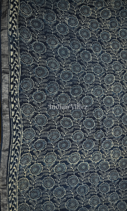 Navy Blue Dabu Block Printed Cotton Suit Sets