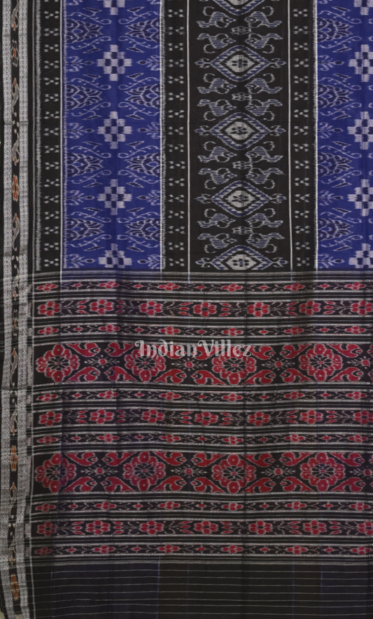Blue Pasapali Odisha Ikat Sambalpuri Cotton Saree