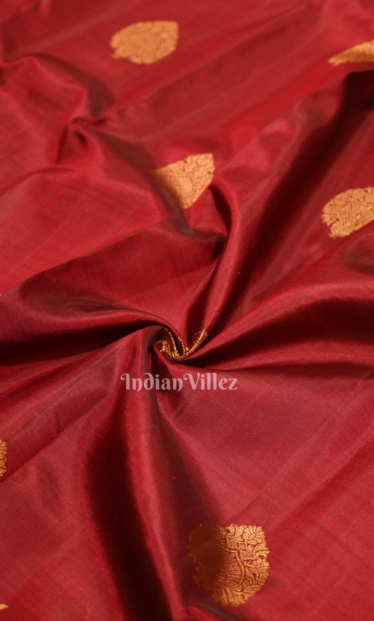 Exclusive Bridal Maroon Buttas Brocade Pure Kanjivaram Silk Saree