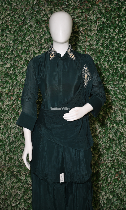 Designer Cyan Green Kurta & Dhoti Set-(Co-Ords Set)
