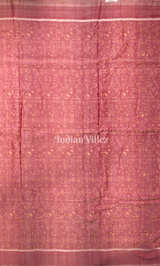 Maroon Chemical Formula Theme Sambalpuri Odisha Ikat Cotton Fabric