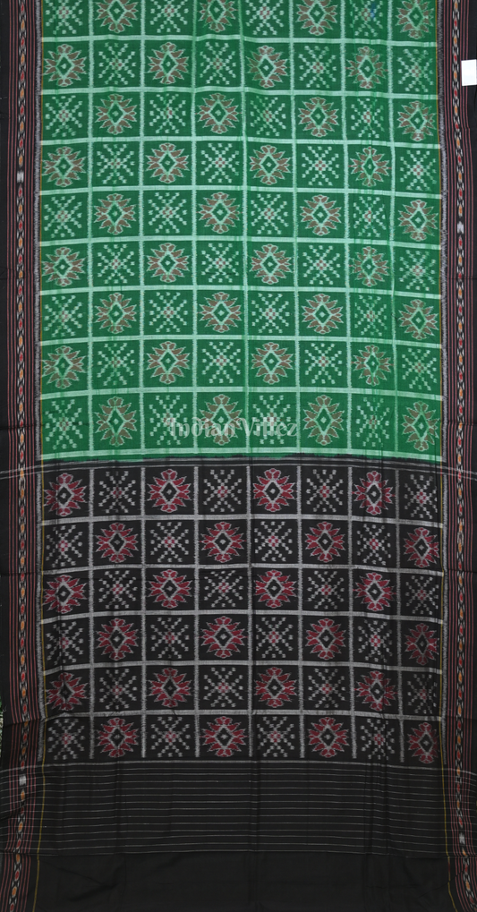 Green Black Nabakothi Odisha Ikat Sambalpuri Cotton Saree