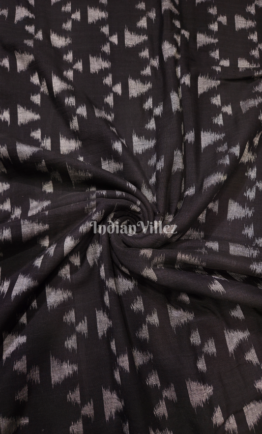 Black & White Sambalpuri Odisha Ikat Cotton Fabric