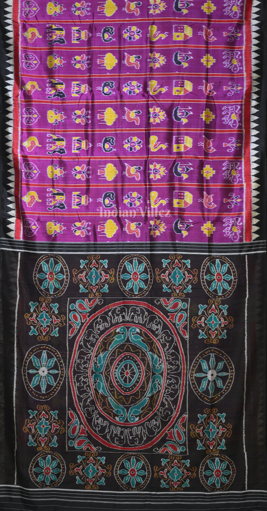 Purple Black Nabakothi Odisha Ikat Contemporary Designer Saree