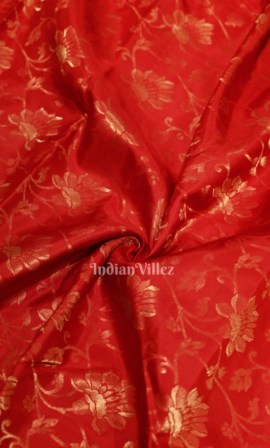 Red Floral Brocade Pure Kanjivaram Silk Saree