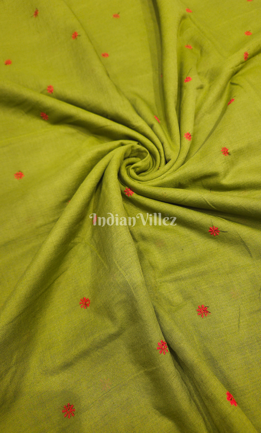 Mehendi Green Buti Motif Odisha Ikat Cotton Fabric