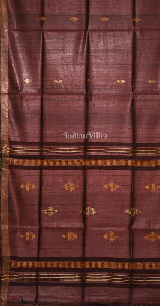 Maroon Tussar Silk Saree