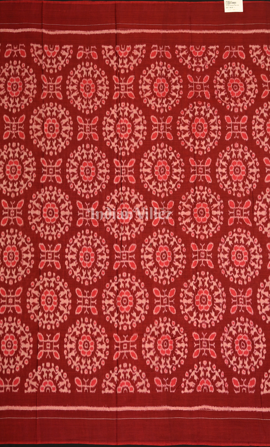 Maroon Red Tribal Design Odisha Ikat Sambalpuri Dress Set & Dupatta