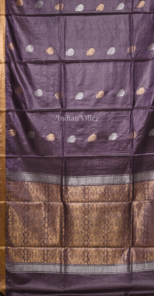 Purple Golden Pure Kanjivaram Soft Silk Saree