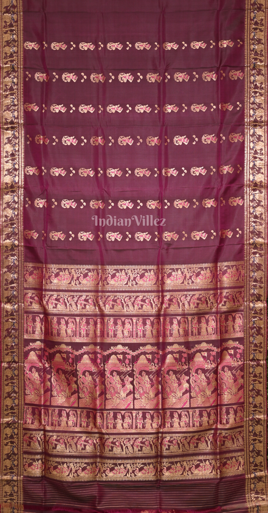 Maroon Handwoven Baluchari Silk Saree