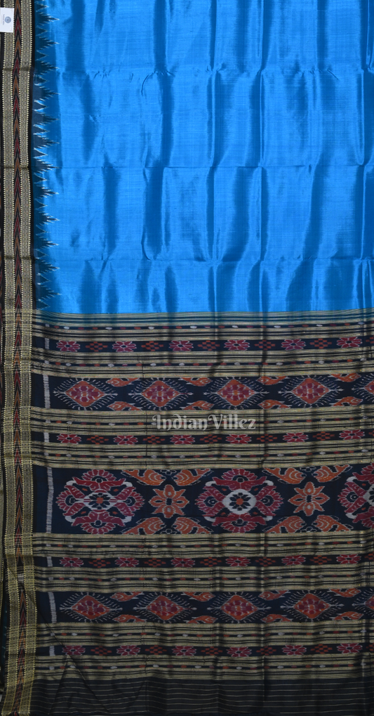 Surf Blue Black Odisha Ikat Khandua Silk Saree