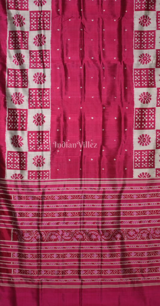 Magenta Pink Pasapali Scot Contemporary Designer Silk Saree with Elephant Anchal