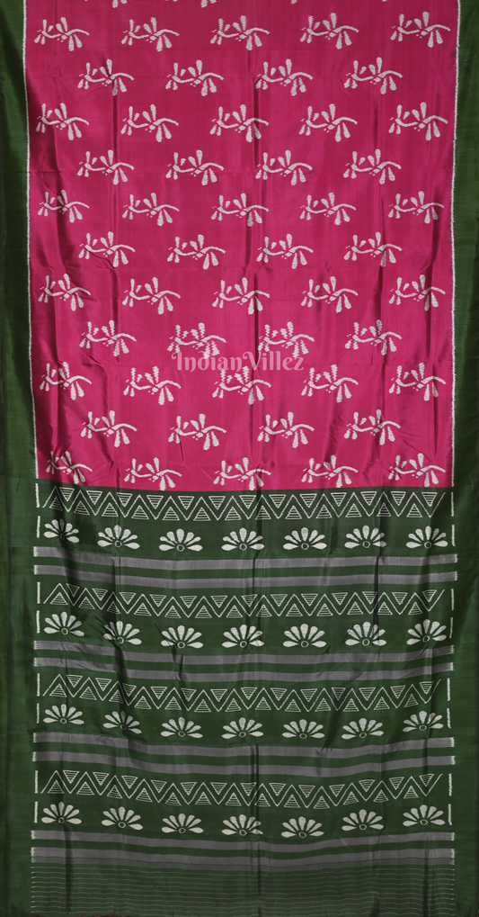 Pink Bottle Green Contemporary Designer Silk Saree
