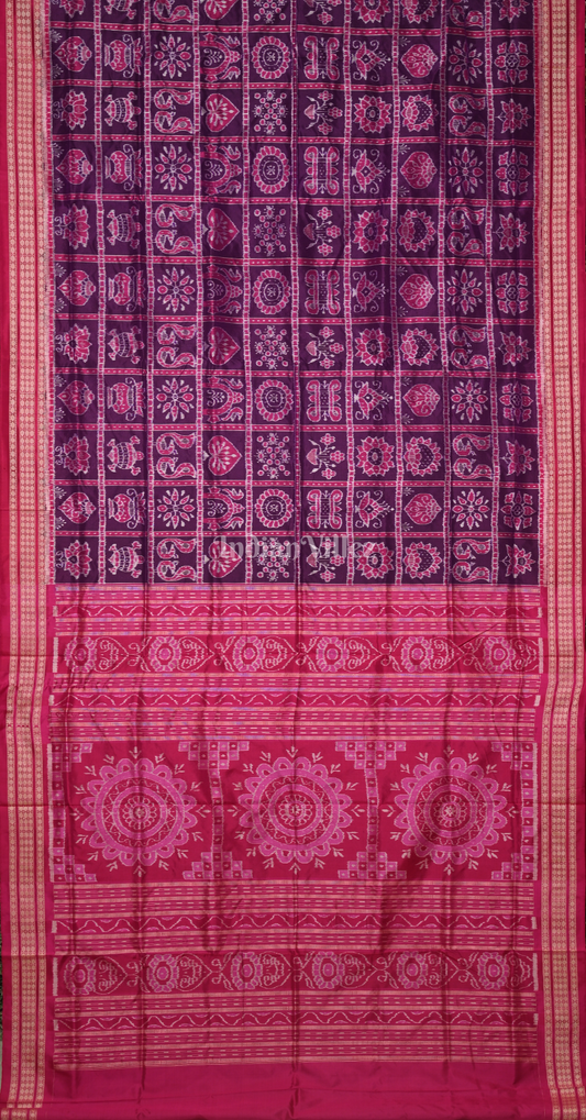 Purple Wine Nabakothi Odisha Ikat Sambalpuri Silk Saree