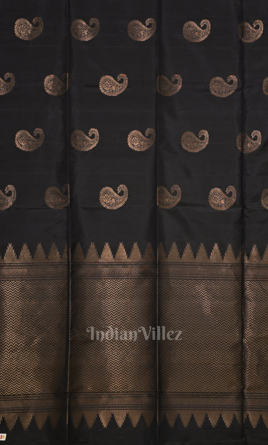 Black Pure Kanjivaram Soft Silk Saree