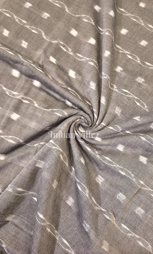 Grey Tipa Design Odisha Ikat Sambalpuri Cotton Fabric
