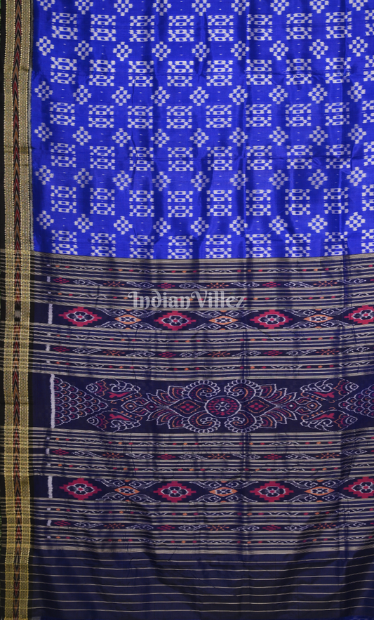 Blue White Pasapali Odisha Ikat Khandua Silk Saree